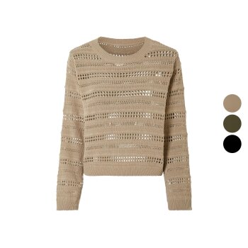 esmara® Damen Strickpullover aus weichem Ajour-Strick...
