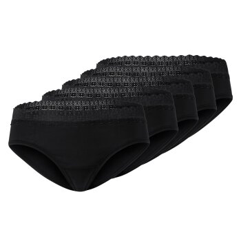 esmara® Damen Hipster, 5 Stück, mit Spitze (Schwarz, L(44/46)) - B-Ware neuwertig