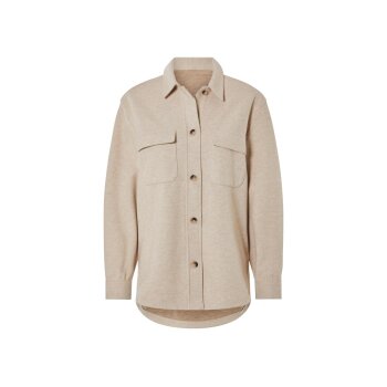 esmara® Damen Overshirt, aus weicher, wärmender Fleece-Qualität (Beige, S(36/38)) - B-Ware neuwertig