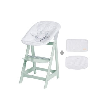 roba 2 in-1 Treppenhochstuhl Born Up Zickzack, mit Sitzverkleinerer, mint - B-Ware neuwertig