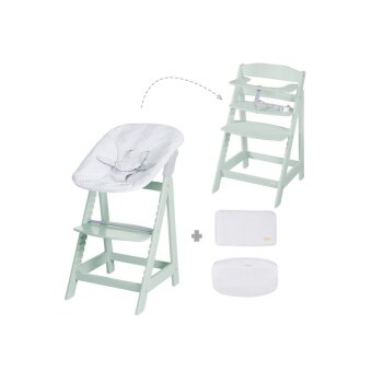 roba 2 in-1 Treppenhochstuhl Born Up Zickzack, mit Sitzverkleinerer, mint - B-Ware neuwertig
