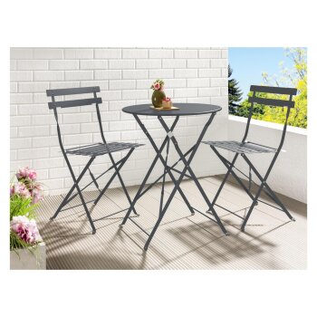 LIVARNO home Bistro-Set, mit Klappfunktion (Anthrazit) - B-Ware neuwertig