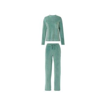 esmara® Damen Nicki-Pyjama mit Rundhalsausschnitt (Grün, S (36/38)) - B-Ware neuwertig