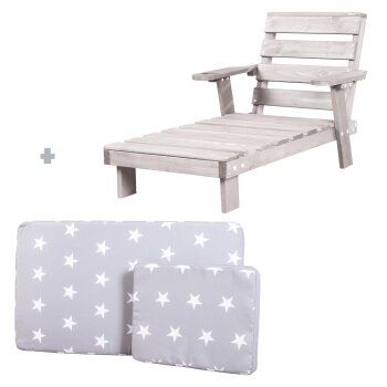 roba Little Stars Outdoor-Kinderliege, inkl. Sitzpolster, grau lasiert - B-Ware neuwertig