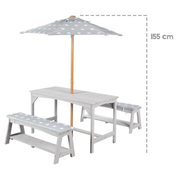 roba Little Stars Kindersitzgruppe, mit Sitzauflage und Schirm, grau - B-Ware neuwertig
