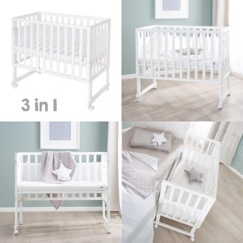 roba safe asleep Stuben- & Beistellbett, 3in1 mit Barriere, 45 x 90 cm, weiß - B-Ware neuwertig