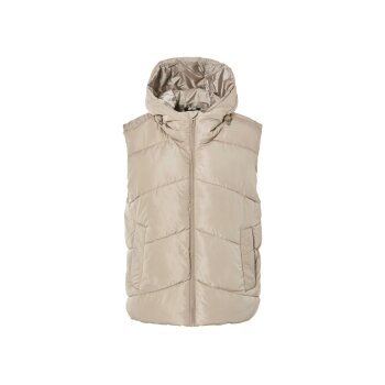 esmara® Damen Steppweste, Kapuze mit Kordelzug (Beige, L (44/46)) - B-Ware neuwertig