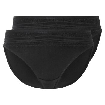 esmara® Damen Slip, 2 Stück, mit eleganter Spitze (Schwarz, M(40/42)) - B-Ware neuwertig
