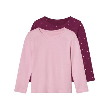 lupilu® Kleinkinder Langarmshirts, 2 Stück, mit Rundhalsausschnitt (kirschrot/rosa, 110/116) - B-Ware neuwertig