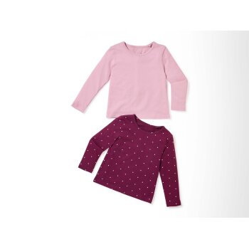 lupilu® Kleinkinder Langarmshirts, 2 Stück, mit Rundhalsausschnitt (kirschrot/rosa, 110/116) - B-Ware neuwertig