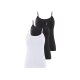 esmara® Damen Spaghettiträgerhemden, 3 Stück, hoher Baumwollanteil (Schwarz/weiß, L(44/46)) - B-Ware neuwertig