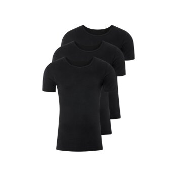 LIVERGY® Herren Feinripp-Unterziehshirts, 3 Stück (Rundhals, Schwarz, 4/S) - B-Ware neuwertig