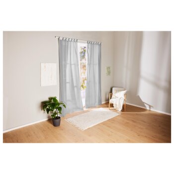 LIVARNO home Vorhangschal-Set, 2-teilig (grau/Streifen) - B-Ware neuwertig