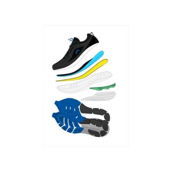 CRIVIT Herren-Laufschuhe, mit dämpfender EVA-Zwischensohle (Schwarz, 45) - B-Ware neuwertig
