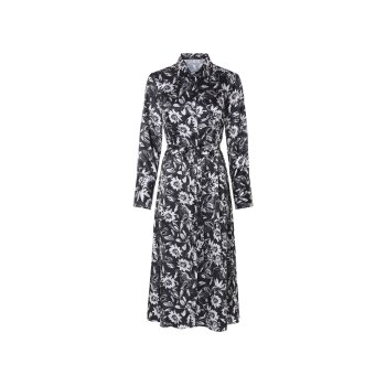 esmara® Damen Satin-Kleid, moderne Midi-Länge (Schwarz/weiß, 46) - B-Ware neuwertig