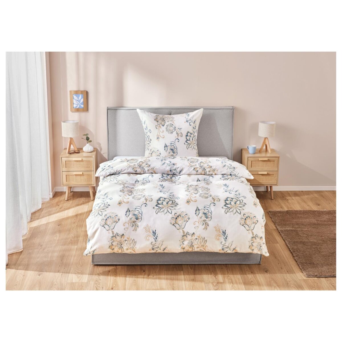 LIVARNO home Satin-Bettwäsche, 135 x 200 cm (Ornament/blau/weiß/b