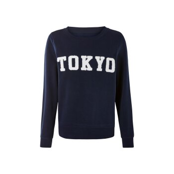 esmara® Damen Sweatpullover, mit Frottee-Print (navy, S(36/38)) - B-Ware neuwertig