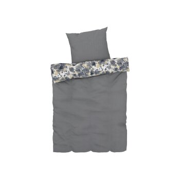 LIVARNO home Renforcé-Bettwäsche, 155 x 220 cm (weiß/blau/grau) - B-Ware neuwertig