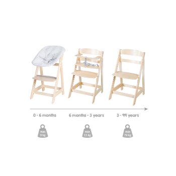 roba 2-in-1 Treppenhochstuhl Born Up Zickzack, mit Sitzverkleinerer, natur - B-Ware gut