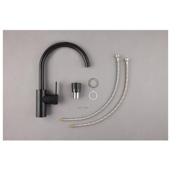 LIVARNO home Küchenarmatur mit Energiesparfunktion, schwarz, rund - B-Ware sehr gut