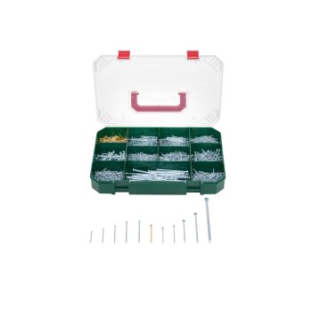 PARKSIDE® Haken- und Dübelsortiment / Kabelbindersortiment / Nagelsortiment / Dübelsortiment (Nagelsortiment, 1470er Set) - B-Ware Transportschaden Kosmetisch