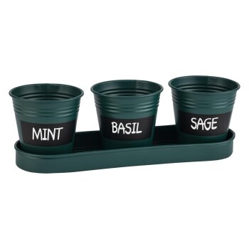 PARKSIDE® Kräutertöpfe mit Untersetzer und Kreidetafel, aus Zink (Grün) - B-Ware sehr gut