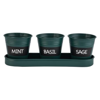 PARKSIDE® Kräutertöpfe mit Untersetzer und Kreidetafel, aus Zink (Grün) - B-Ware sehr gut