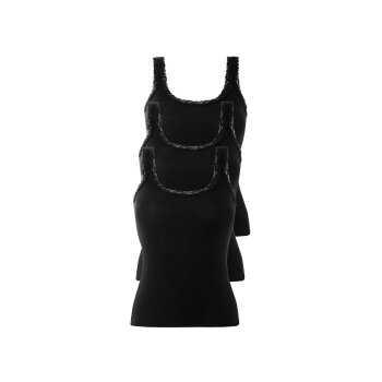 esmara® Damen Tops, 3 Stück, in modischer Ripp-Qualität (Schwarz, XS (32/34)) - B-Ware neuwertig