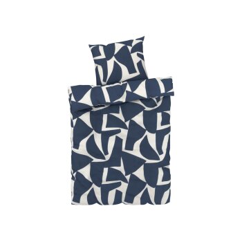 LIVARNO home Renforcé-Bettwäsche-Set, 4-teilig, 135 x 200 cm (Gemustert dunkelblau) - B-Ware neuwertig