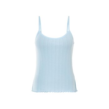 esmara® Damen Shorty Pointelle-Pyjama, mit Kräuselkante am Bein (Blau, S (36/38)) - B-Ware neuwertig