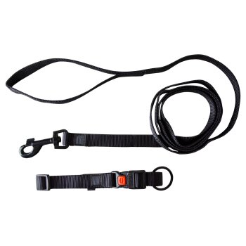 KARLIE Hundehalsband mit Leine, ca. 200 cm (Schwarz) -...