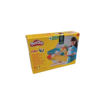 roba x Play-Doh Set, mit Kreativmatte, Knetdosen, Box, Schürze & Holzwerkzeugen - B-Ware neuwertig