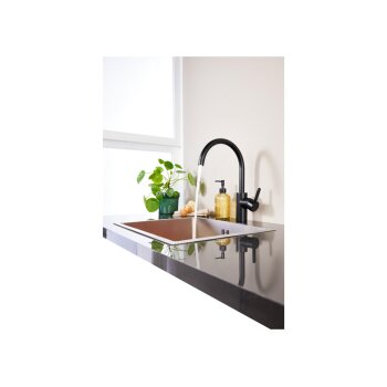 LIVARNO home Küchenarmatur mit Energiesparfunktion, schwarz, rund - B-Ware neuwertig