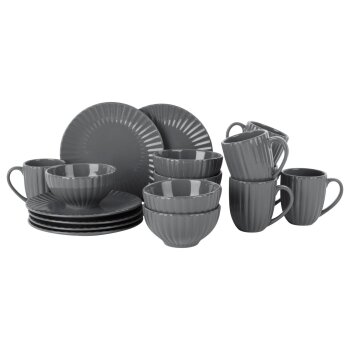 LIVARNO home Geschirrset aus Steinzeug, 18-teilig (Grau) - B-Ware neuwertig