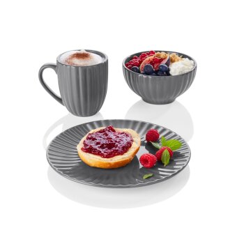 LIVARNO home Geschirrset aus Steinzeug, 18-teilig (Grau) - B-Ware neuwertig