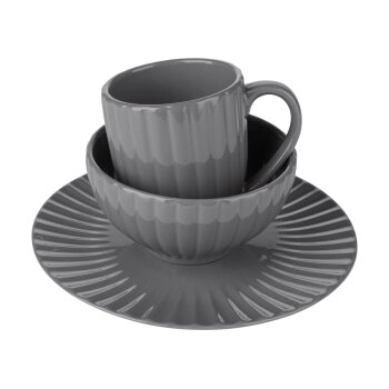 LIVARNO home Geschirrset aus Steinzeug, 18-teilig (Grau) - B-Ware neuwertig