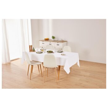 LIVARNO home Baumwoll-Leinen Tischdecke, 140 x 240 cm (Weiß) - B-Ware sehr gut