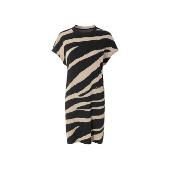 esmara® Damen Kleid in modischer Crinkle-Qualität (schwarz/beige, L (44/46)) - B-Ware neuwertig