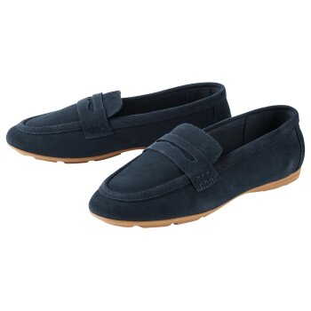 esmara® Damen Slipper mit Lederdecksohle (navy, 38) - B-Ware neuwertig