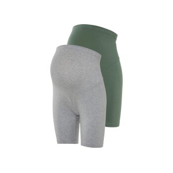 esmara® Damen Umstands-Radlerhosen, 2 Stück, mit elastischem Bund (grün/grau, XS(32/34)) - B-Ware neuwertig