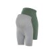 esmara® Damen Umstands-Radlerhosen, 2 Stück, mit elastischem Bund (grün/grau, XL(48/50)) - B-Ware sehr gut