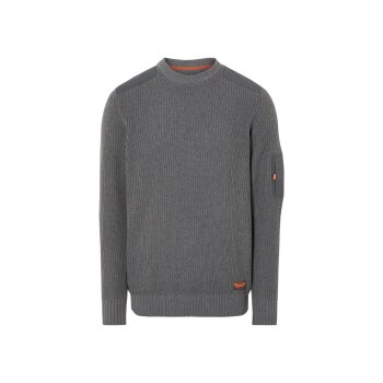 LIVERGY® Herren Strickpullover mit Schulterpatches -...