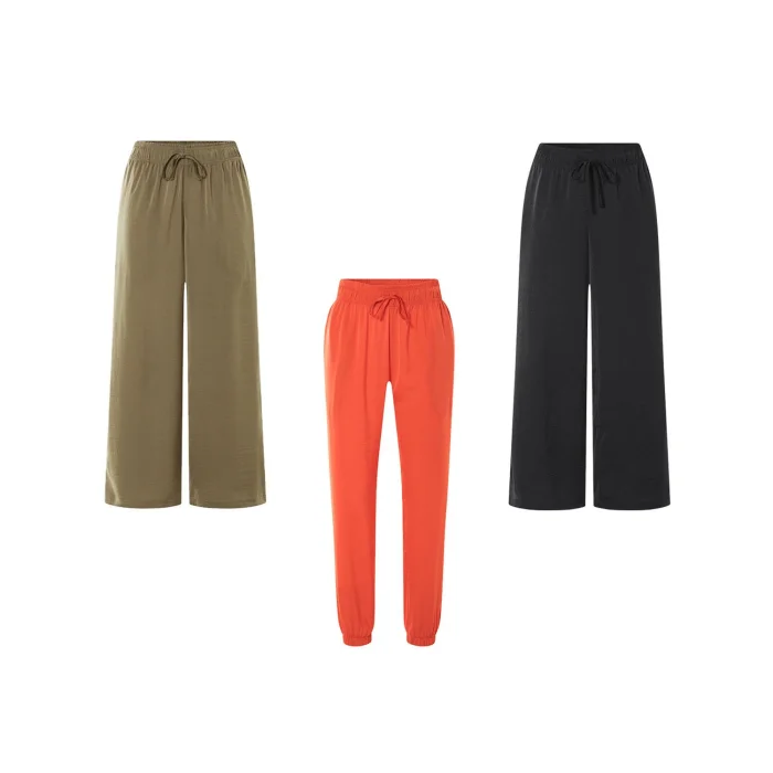 esmara® Damen Wide-Leg-Satinhose / Satinhose, mit...