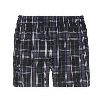 LIVERGY® Herren Webboxer, 2 Stück, aus reiner Bio-Baumwolle (Karo/grau, 6/L) - B-Ware neuwertig