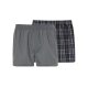 LIVERGY® Herren Webboxer, 2 Stück, aus reiner Bio-Baumwolle (Karo/grau, 6/L) - B-Ware neuwertig