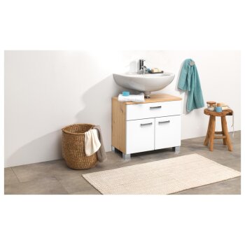 LIVARNO home Waschbeckenunterschrank »Palermo«, weiß/Korpus Eiche-Artisan - B-Ware sehr gut