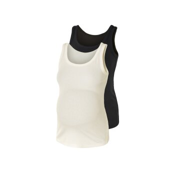 esmara® Damen Gerippte Umstandstops, 2 Stück in Ripp-Qualität (Schwarz/weiß, L(44/46)) - B-Ware neuwertig