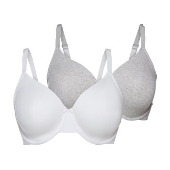 esmara® Damen Bügel-BHs, 2 Stück, hohen Baumwollanteil (Grau/Weiß, 90E) - B-Ware neuwertig