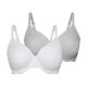 esmara® Damen Bügel-BHs, 2 Stück, hohen Baumwollanteil (Grau/Weiß, 90E) - B-Ware neuwertig