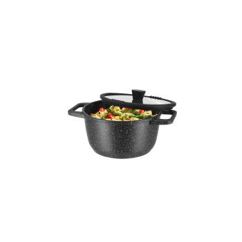 SILVERCREST® Kochtopf, Ø 24 cm, Aluguss (Granitoptik schwarz) - B-Ware neuwertig